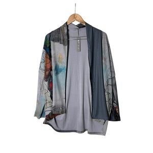 NWT 3 Potato Top Cardigan Multi Open Front Art To Wear Viscose S/M 3641